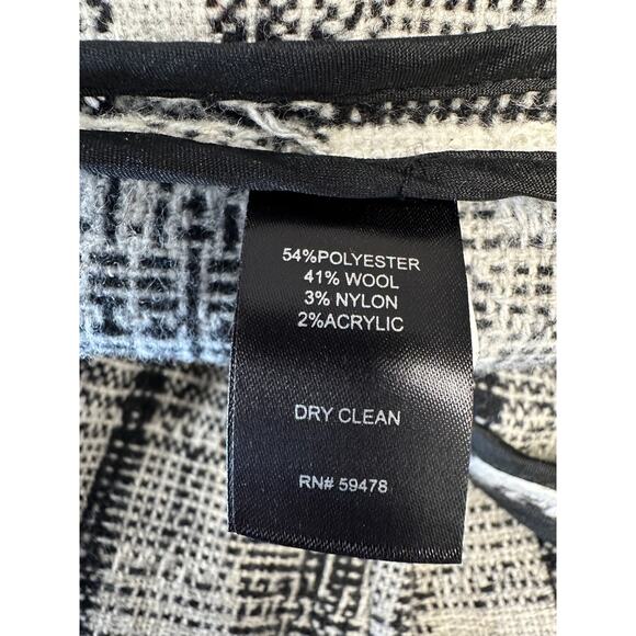 Cynthia Rowley Women Black White Plaid Cardigan Coat Wool Blend 3X Old Money - Picture 8 of 9